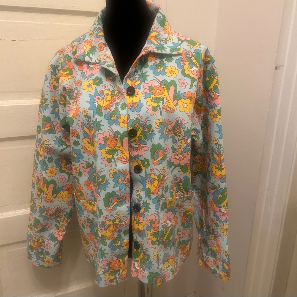 BIG BUD PRESS Floral Button-Up Jacket 70s Brady Bunch Good Times Streetwear - Picture 1 of 8